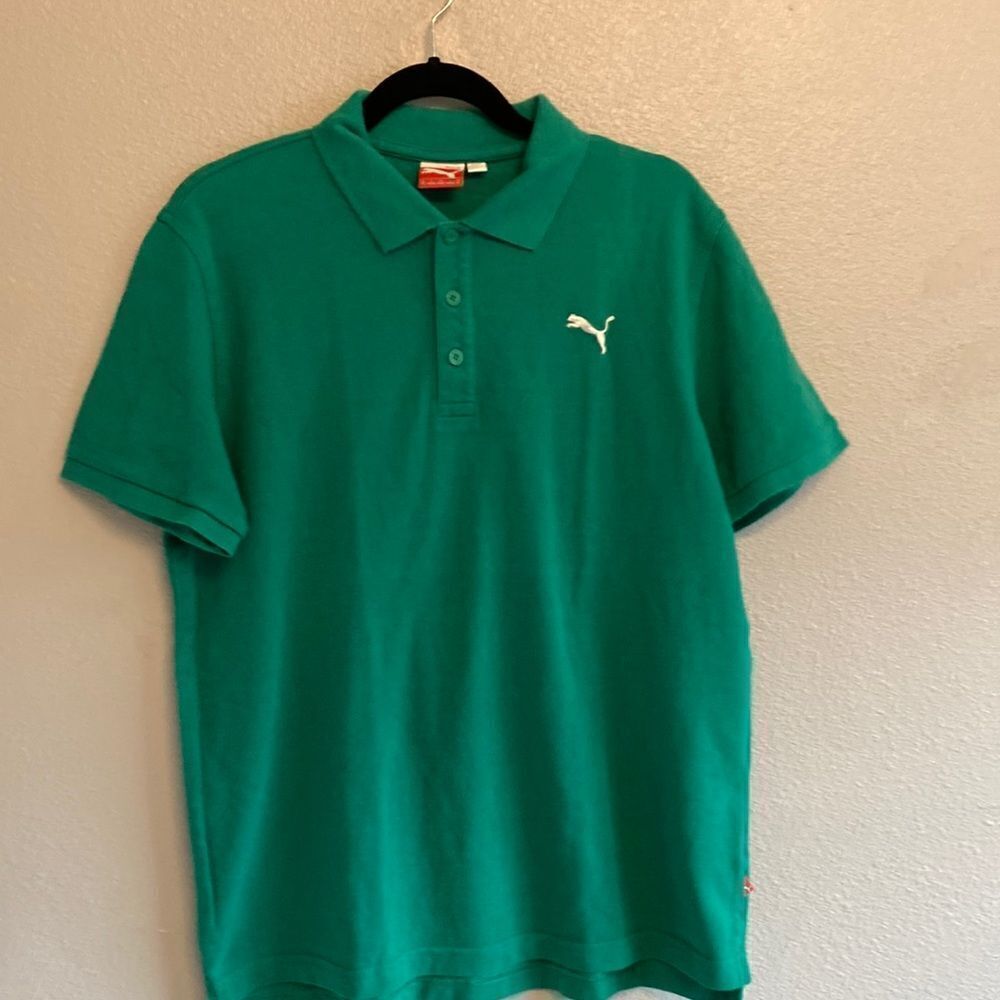 Puma- Mens green polo- Size medium